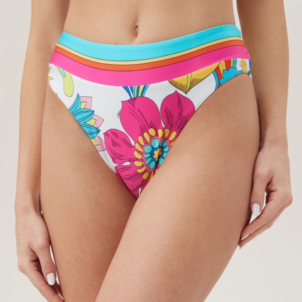 Trina Turk Women's Fontaine Banded Twist Back High Waist Swim Bottom NWT